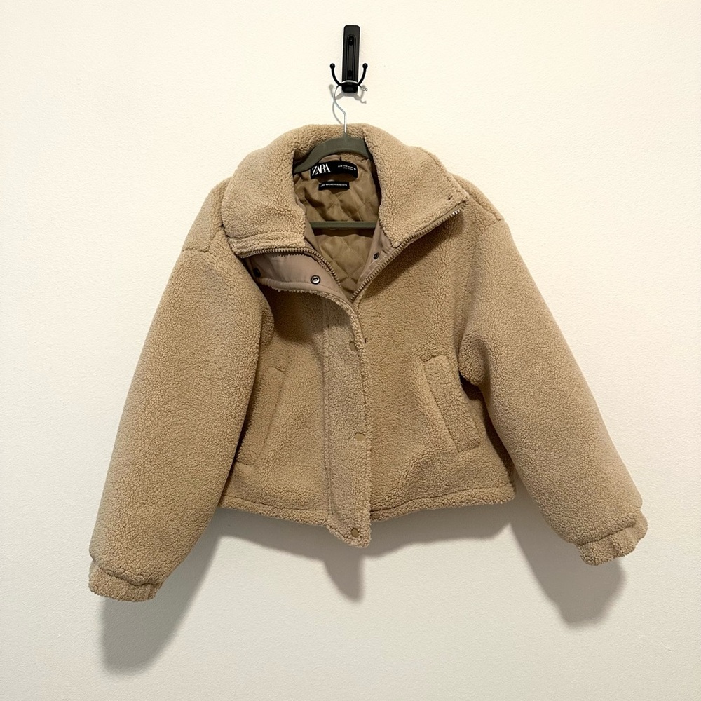 Zara Beige Fleece Teddy Jacket